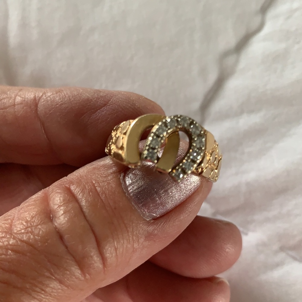 14 K GOLD  DOUBLE HORSESHOE RING - Picture 8 of 17
